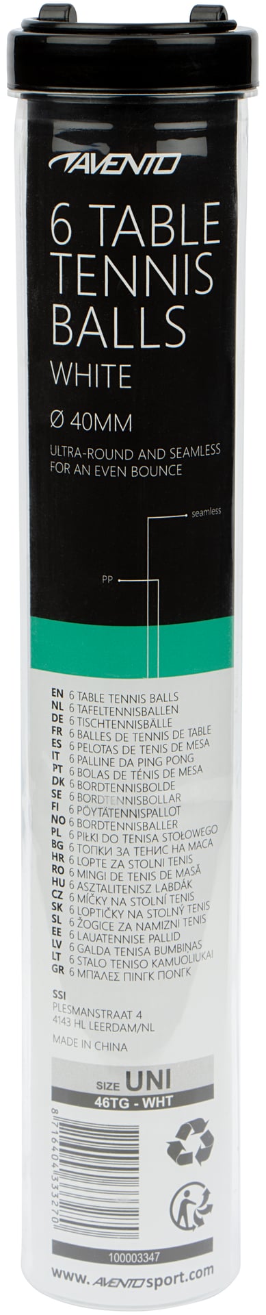 6 bordtennisballer PP hvit