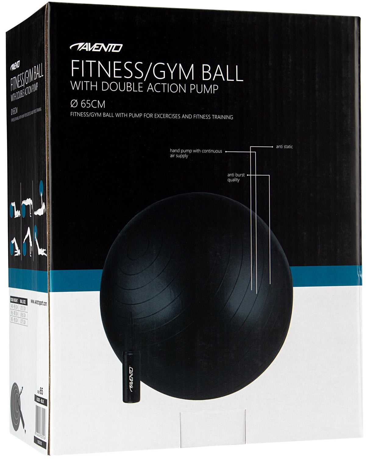 Fitness/Gym ball + pumpe Ø 65 cm