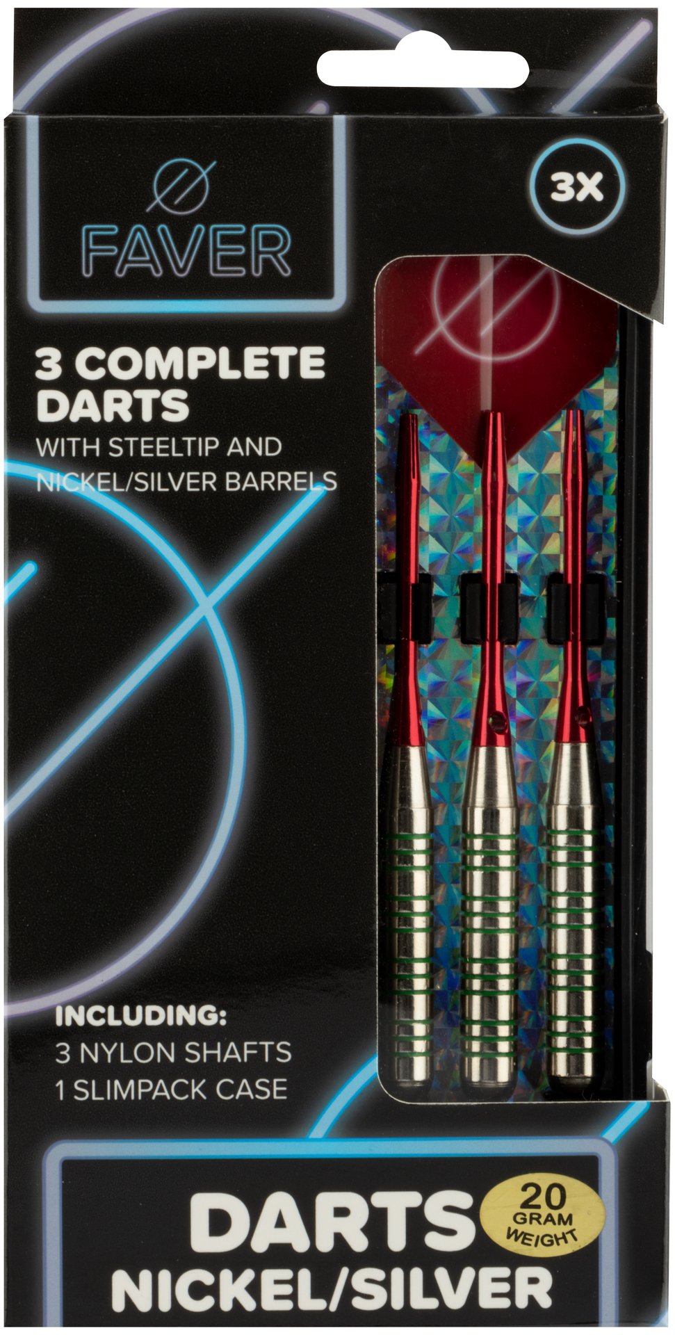 Dart i nikkel/sølv metallisk