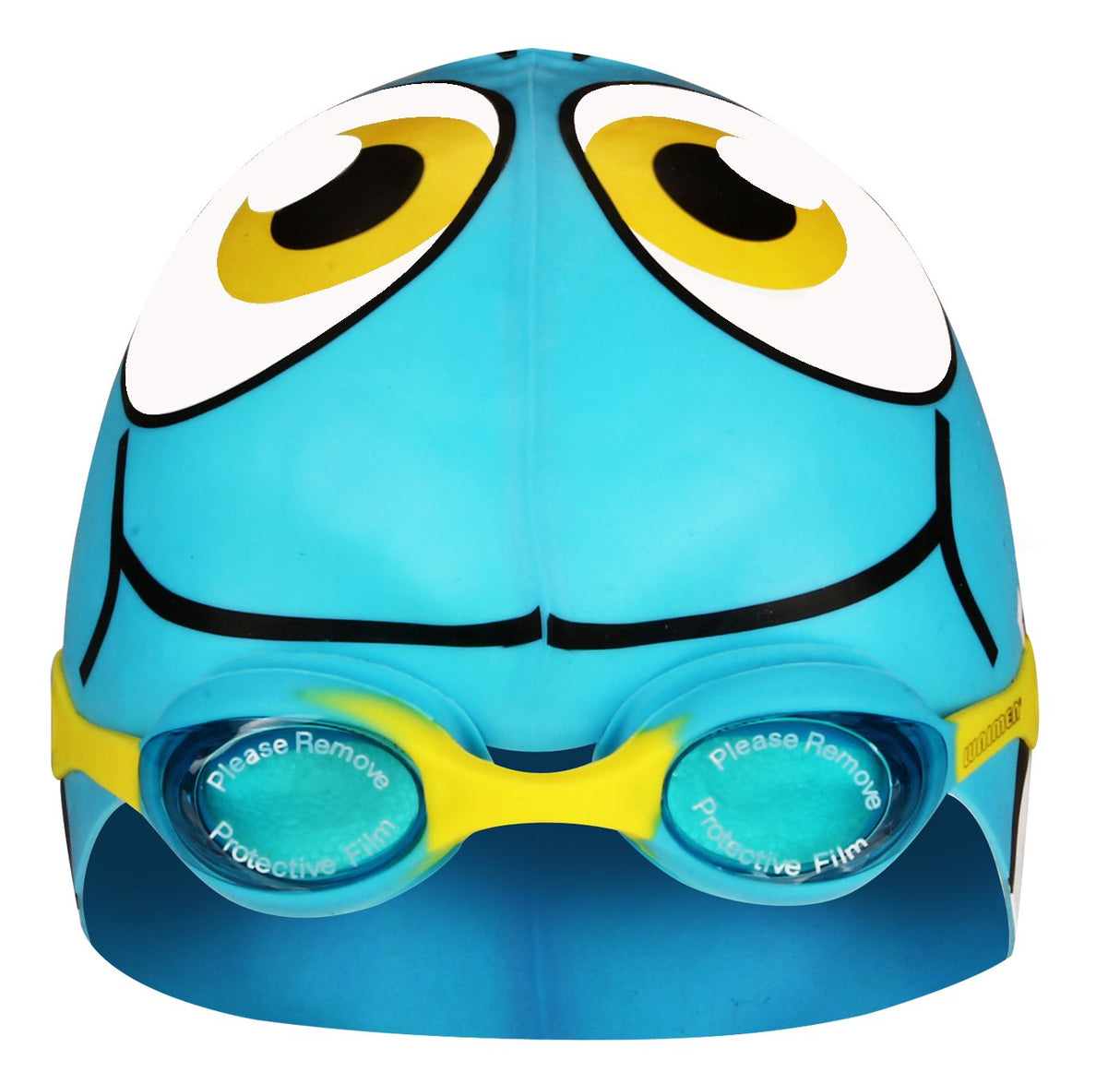 Swimming Cap Fish with Swimming Goggles Junior