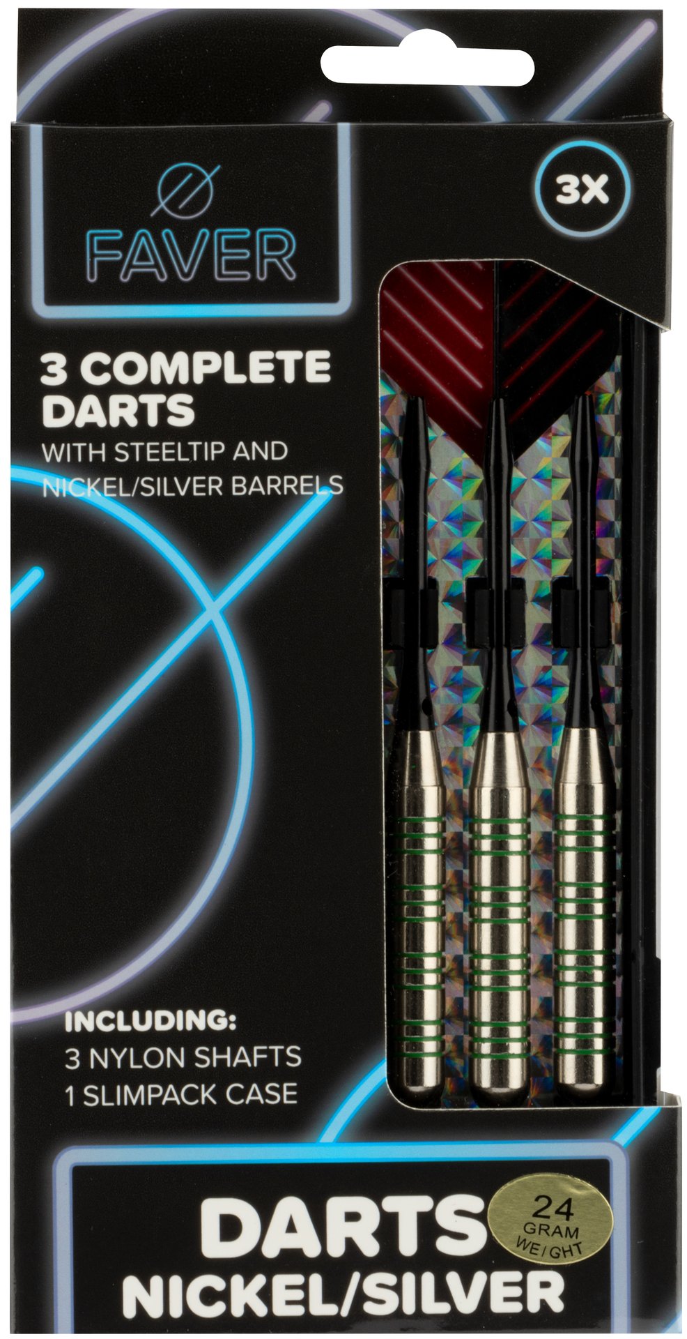 Dart i nikkel/sølv metallisk