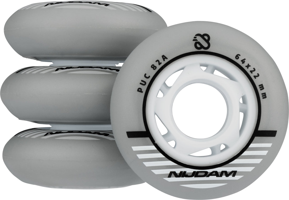 Inline Skøytehjulsett - 64x24 mm - 4 stk - Sølv