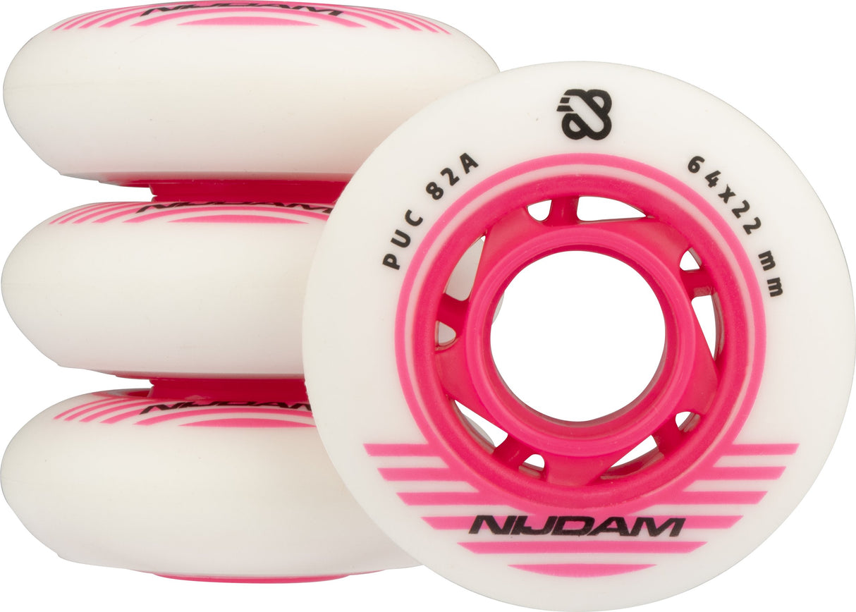 Inline Skøytehjulsett - 64x24 mm - 4 stk - Hvit