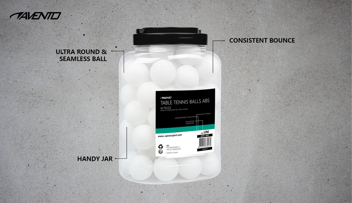 Bordtennisballer ABS i krukke 60 stk