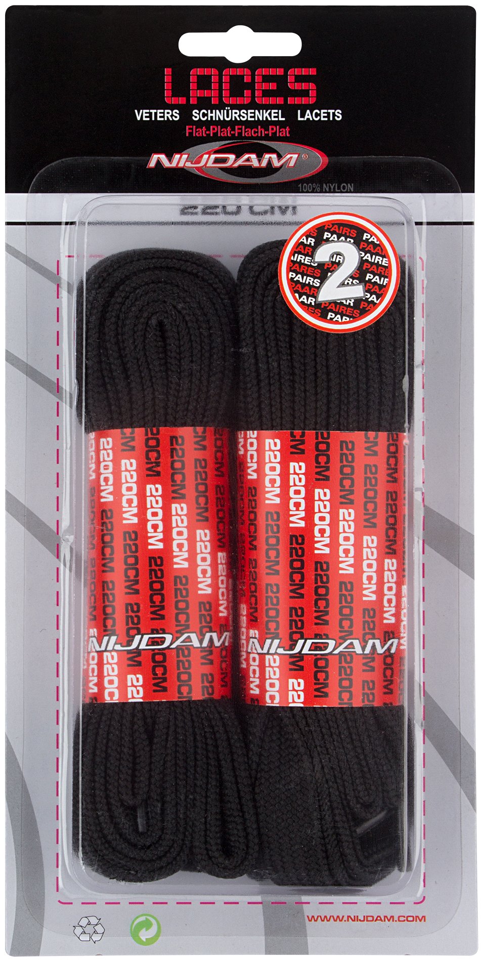 Laces Flat 220 cm 2 Pairs