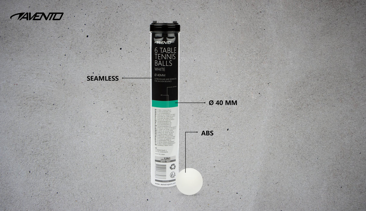 6 Bordtennisballer ABS hvite