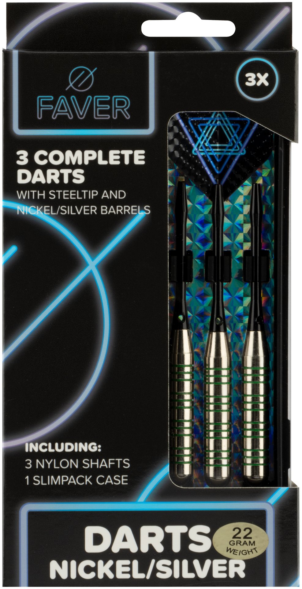 Darts i nikkel/sølv metallisk