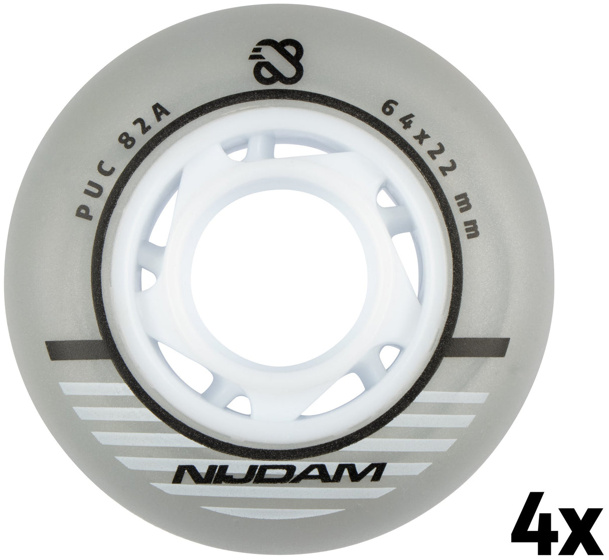 Inline Skøytehjulsett - 64x24 mm - 4 stk - Sølv