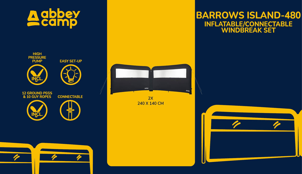 Vindskjerm Oppblåsbar 2x 2,40 M + pumpe BARROWS ISLAND-480