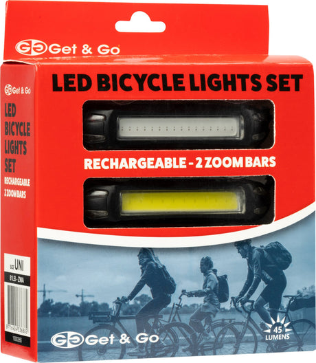 LED Bicycle Lights Set Rechargeable Zoom Bar 45