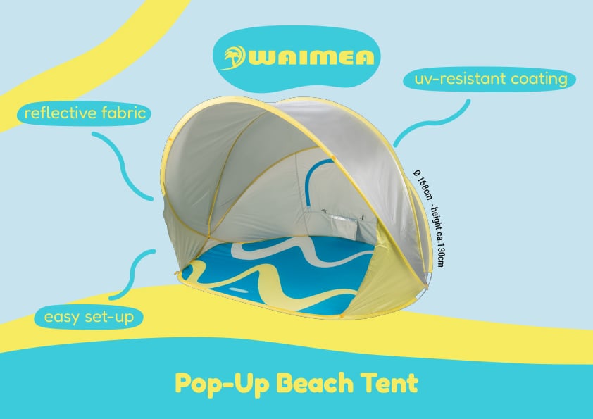 Strandskjul Pop-Up Reflekterende 168x130cm Tiaro