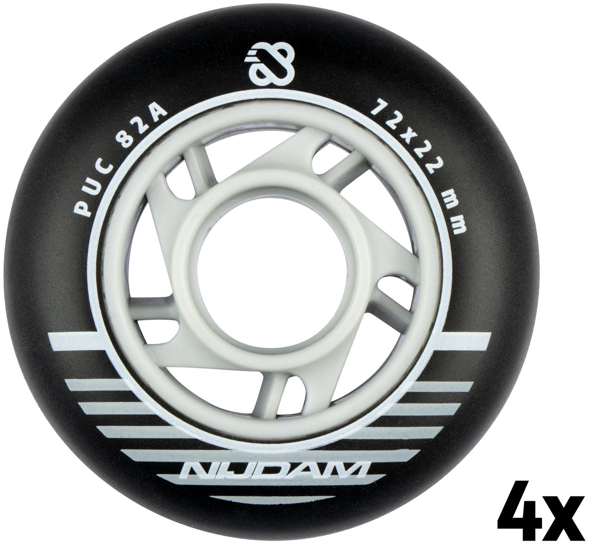 Inline Skøytehjulsett - 72x24 mm - 4 stk - Svart