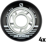 Inline Skøytehjulsett - 72x24 mm - 4 stk - Svart
