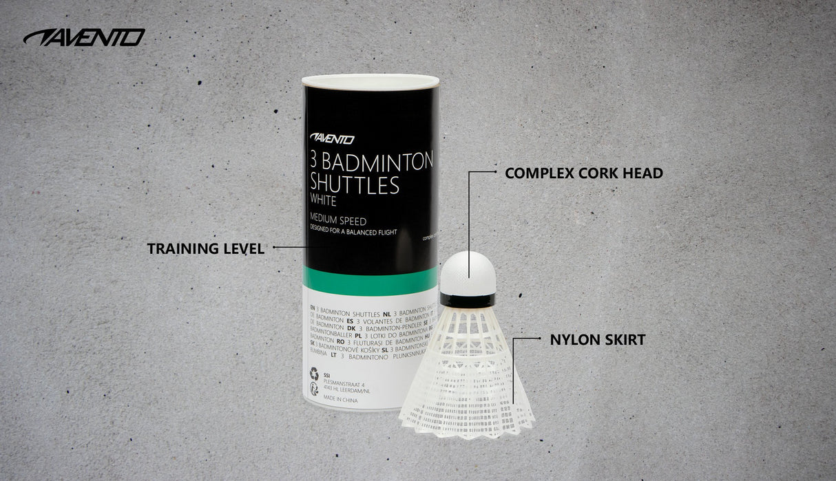 3 badmintonballer med kompleks kork