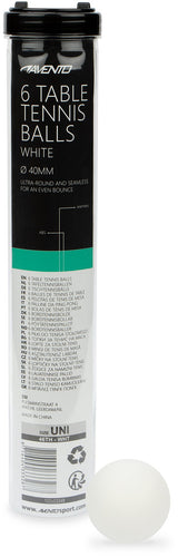 6 bordtennisballer ABS hvit