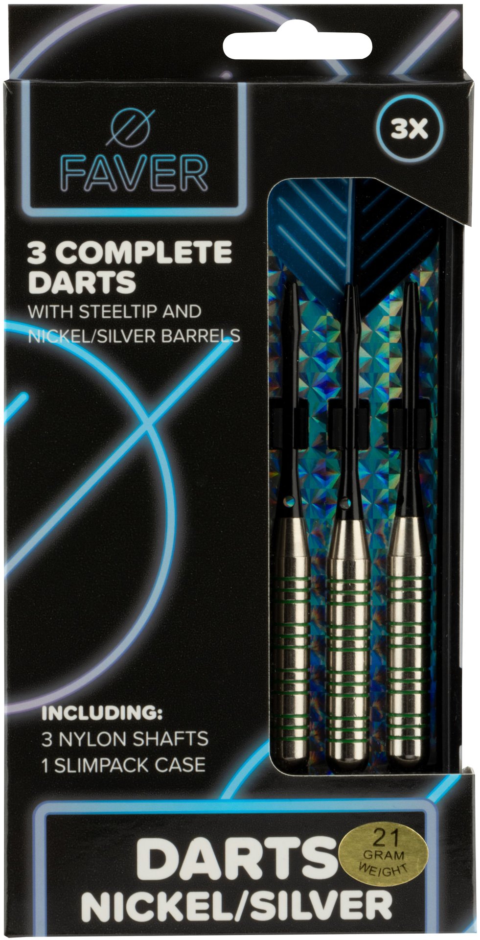 Darts i nikkel/sølv metallisk