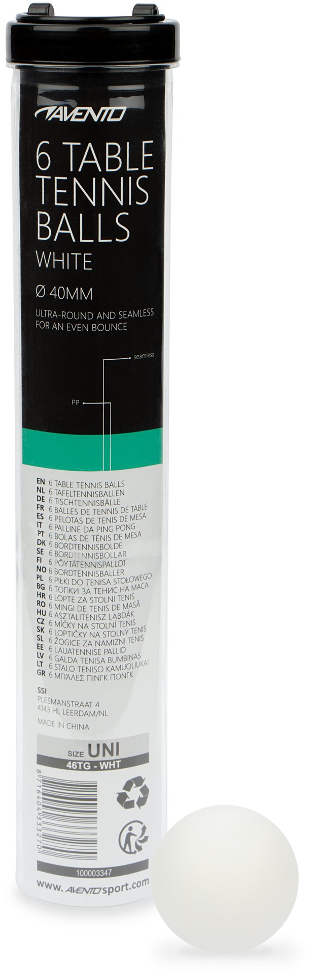 6 bordtennisballer PP hvit