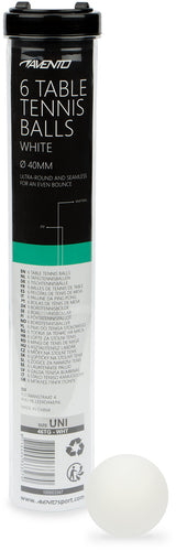 6 bordtennisballer PP hvit