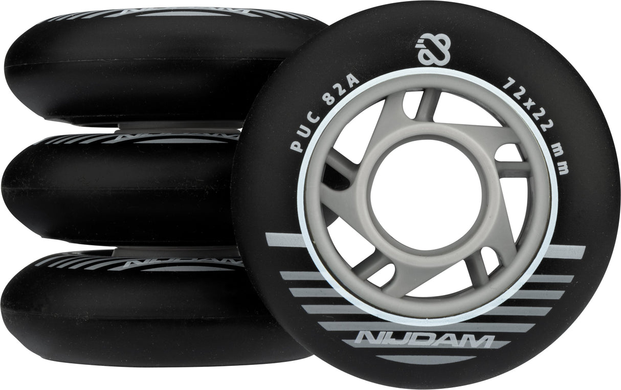 Inline Skate Wheel Set - 72x24 mm - 4pcs - Black