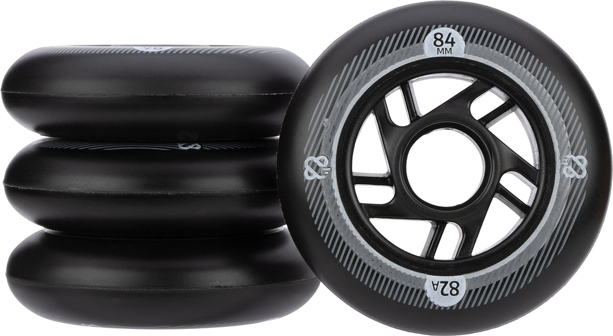 Inline Skøytehjulsett - 84x24 mm - 4 stk - Svart