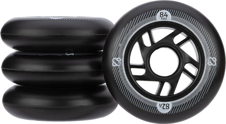 Inline Skøytehjulsett - 84x24 mm - 4 stk - Svart