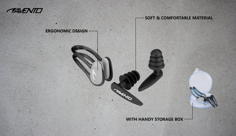 Svømme neseklemme + ørepropper sett