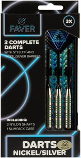 Dart i nikkel/sølv metallisk