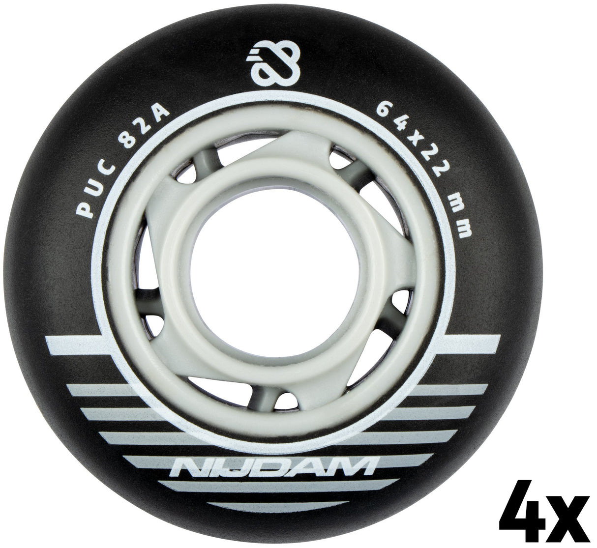 Inline Skøytehjulsett - 64x24 mm - 4 stk - Svart