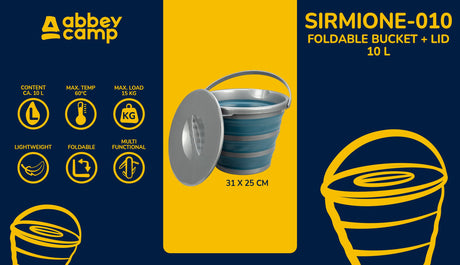 Sammenleggbar bøtte 10 Liter + lokk SIRMIONE-010