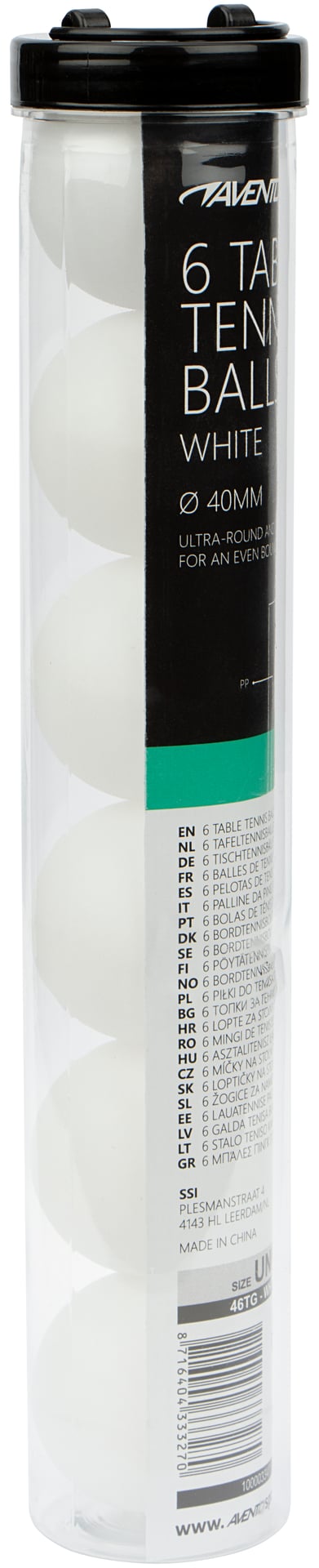 6 bordtennisballer PP hvit