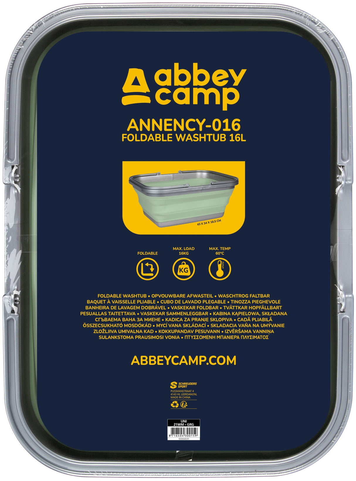 Sammenleggbar vaskebalje 16 Liter ANNENCY-016