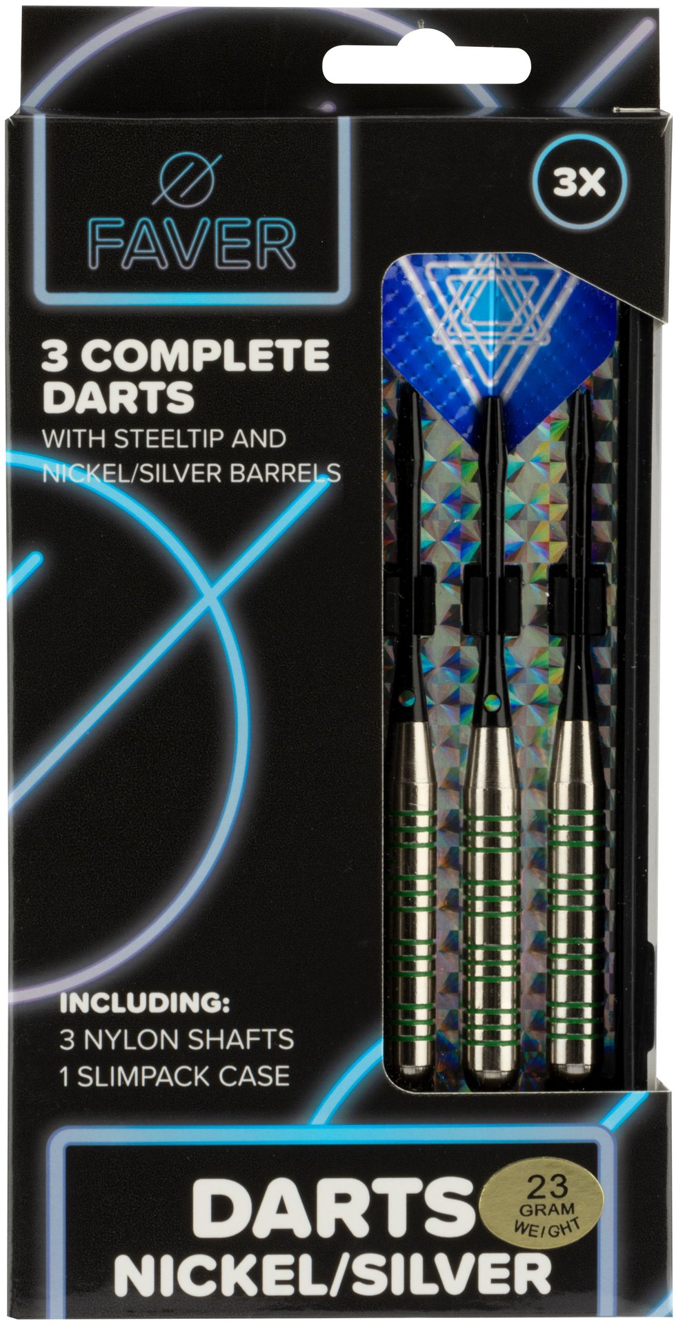 Darts i nikkel/sølv metallisk
