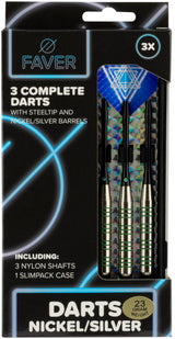 Darts i nikkel/sølv metallisk