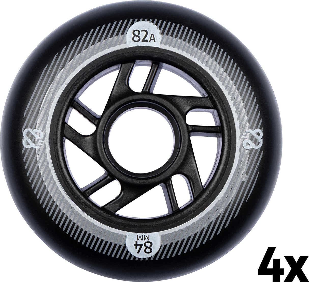 Inline Skøytehjulsett - 84x24 mm - 4 stk - Svart