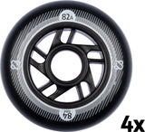 Inline Skøytehjulsett - 84x24 mm - 4 stk - Svart