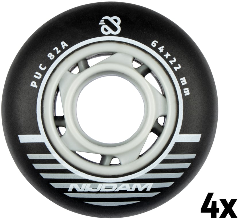 Inline Skate Wheel Set  64x24 mm  4pcs  Black