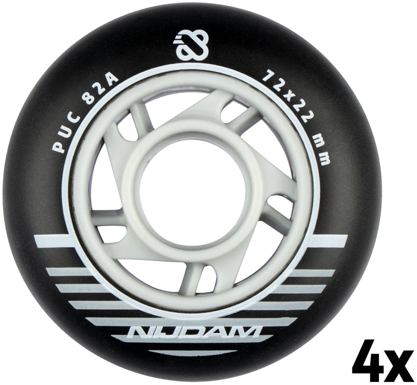 Inline Skate Wheel Set  72x24 mm  4pcs  Black