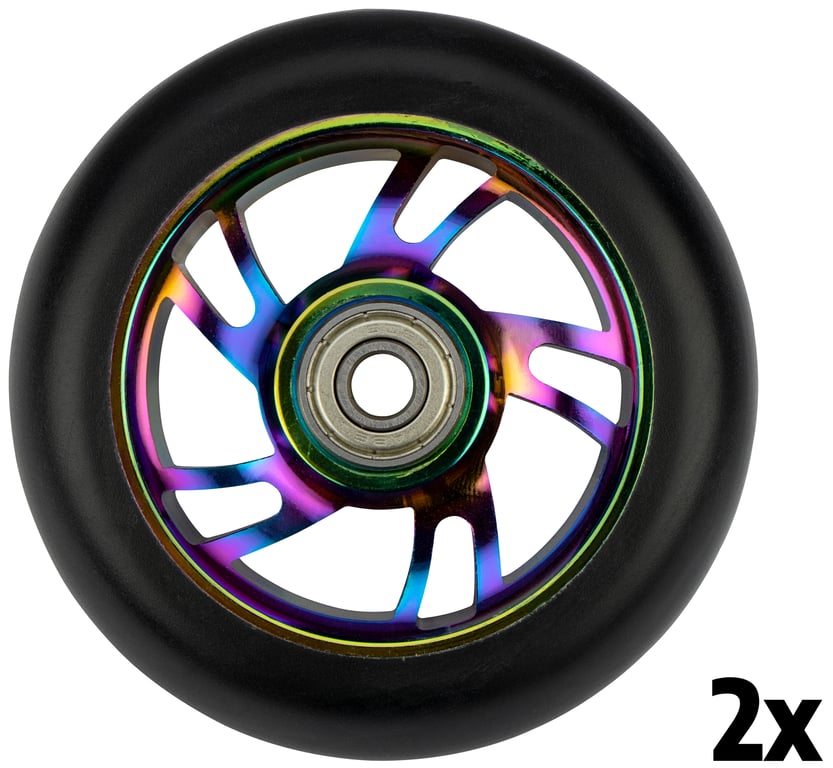 Stunt Scooter Wheel Set  Spoked Alu Neo Chrome