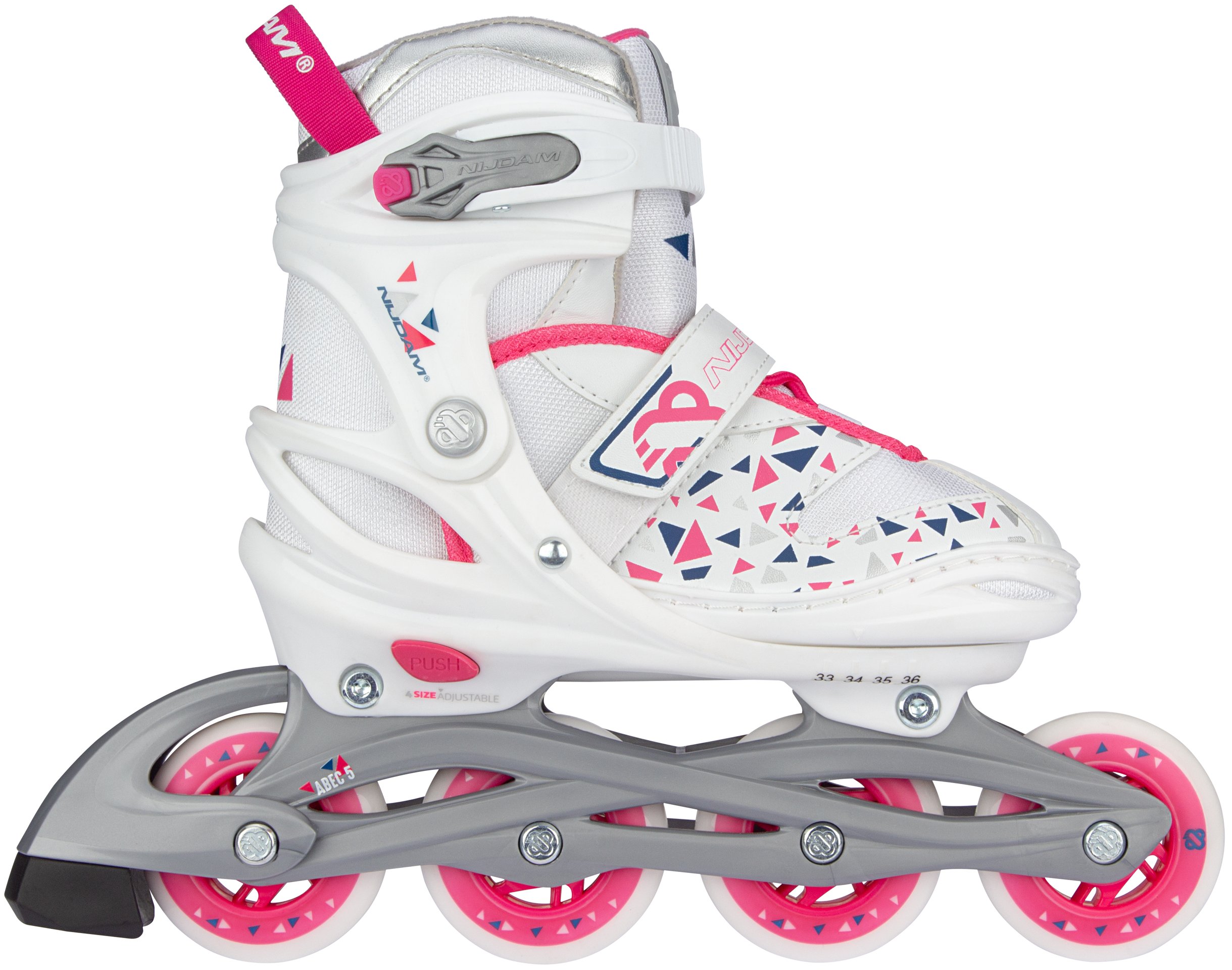 Inline Skates Adjustable  White Wedge