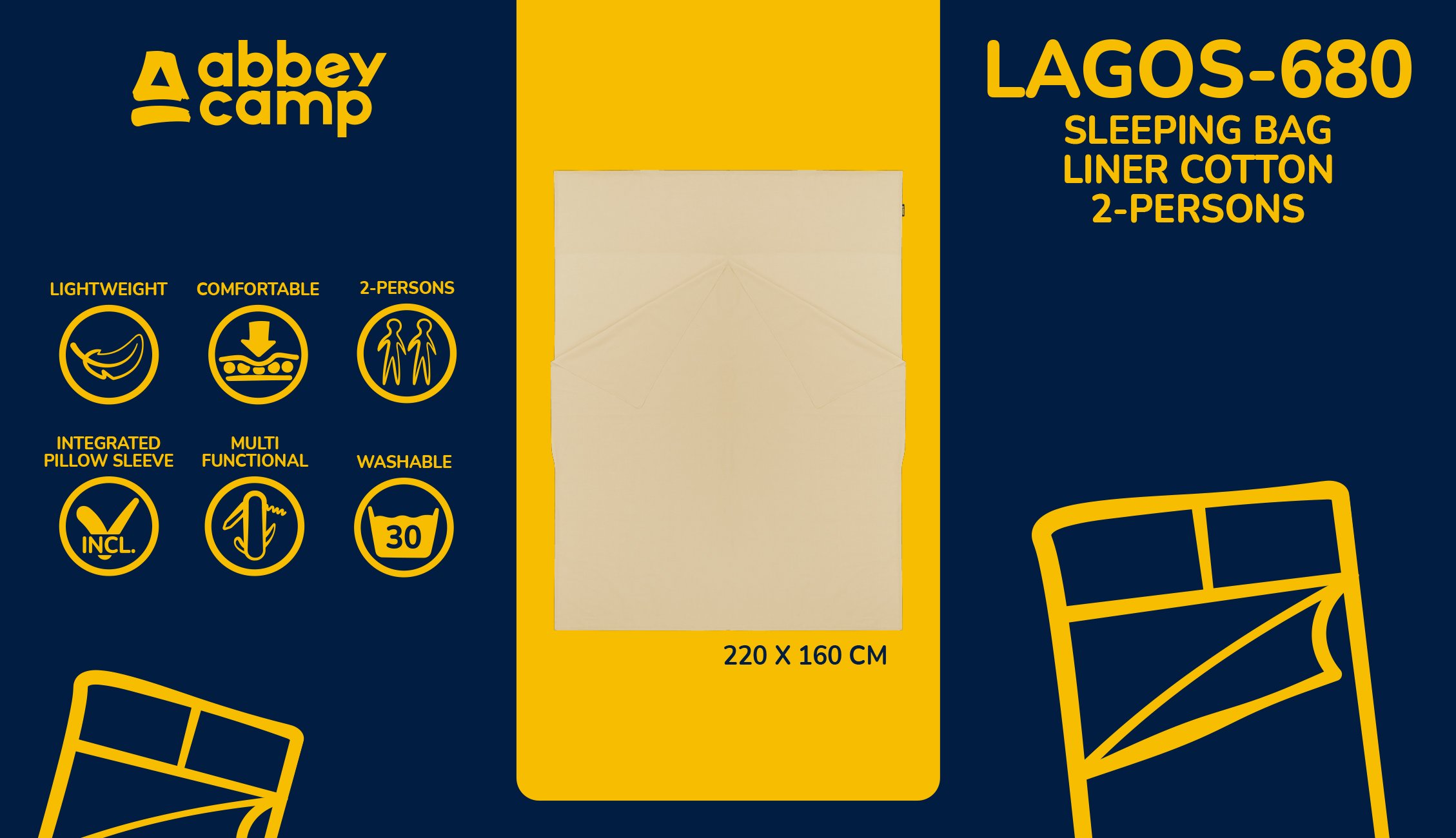 Sleeping Bag Liner Cotton 2 Person  LAGOS680 - Bilde 4