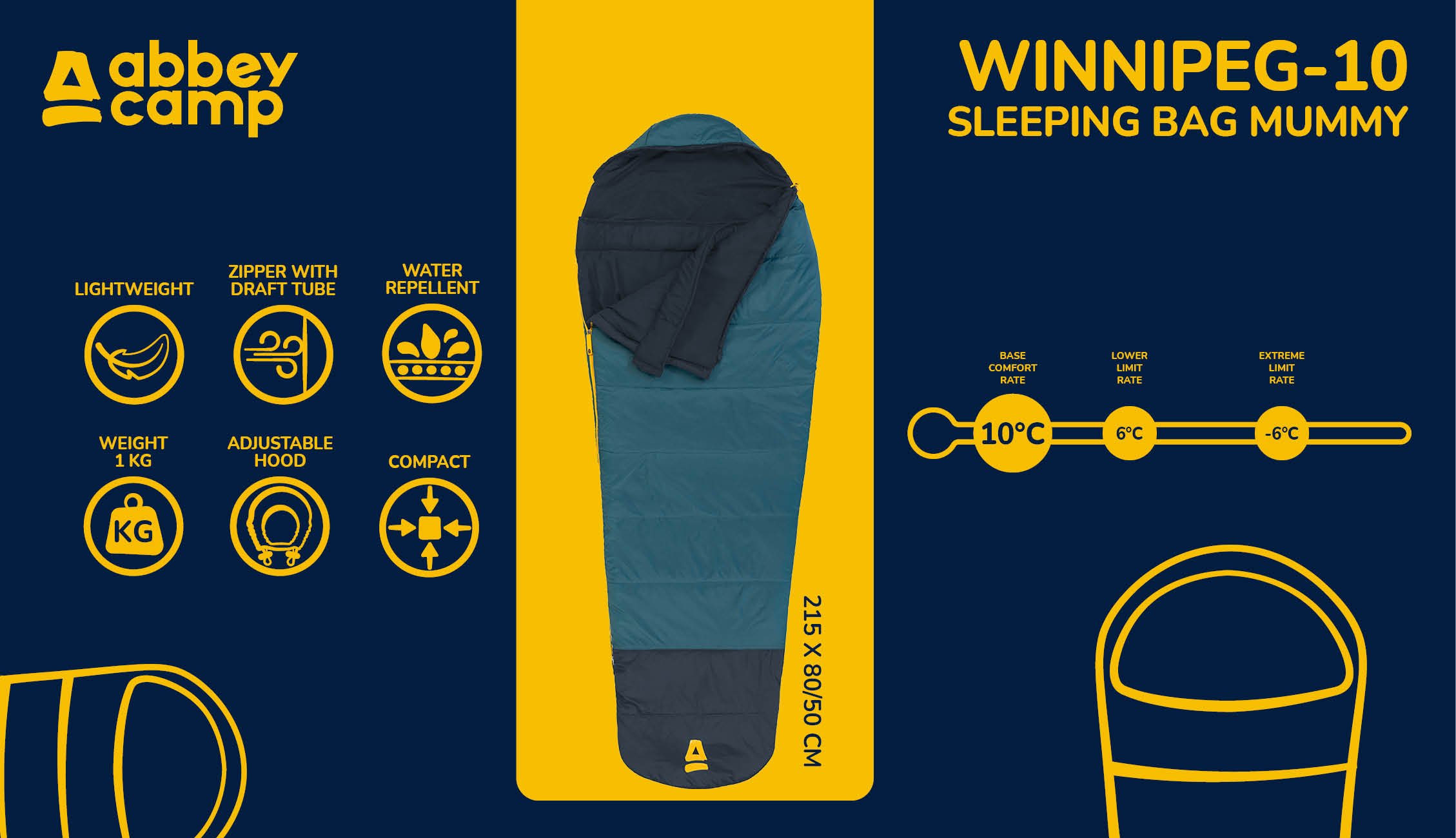 Sleeping Bag Mummy Compact  WINNIPEG10 - Bilde 8