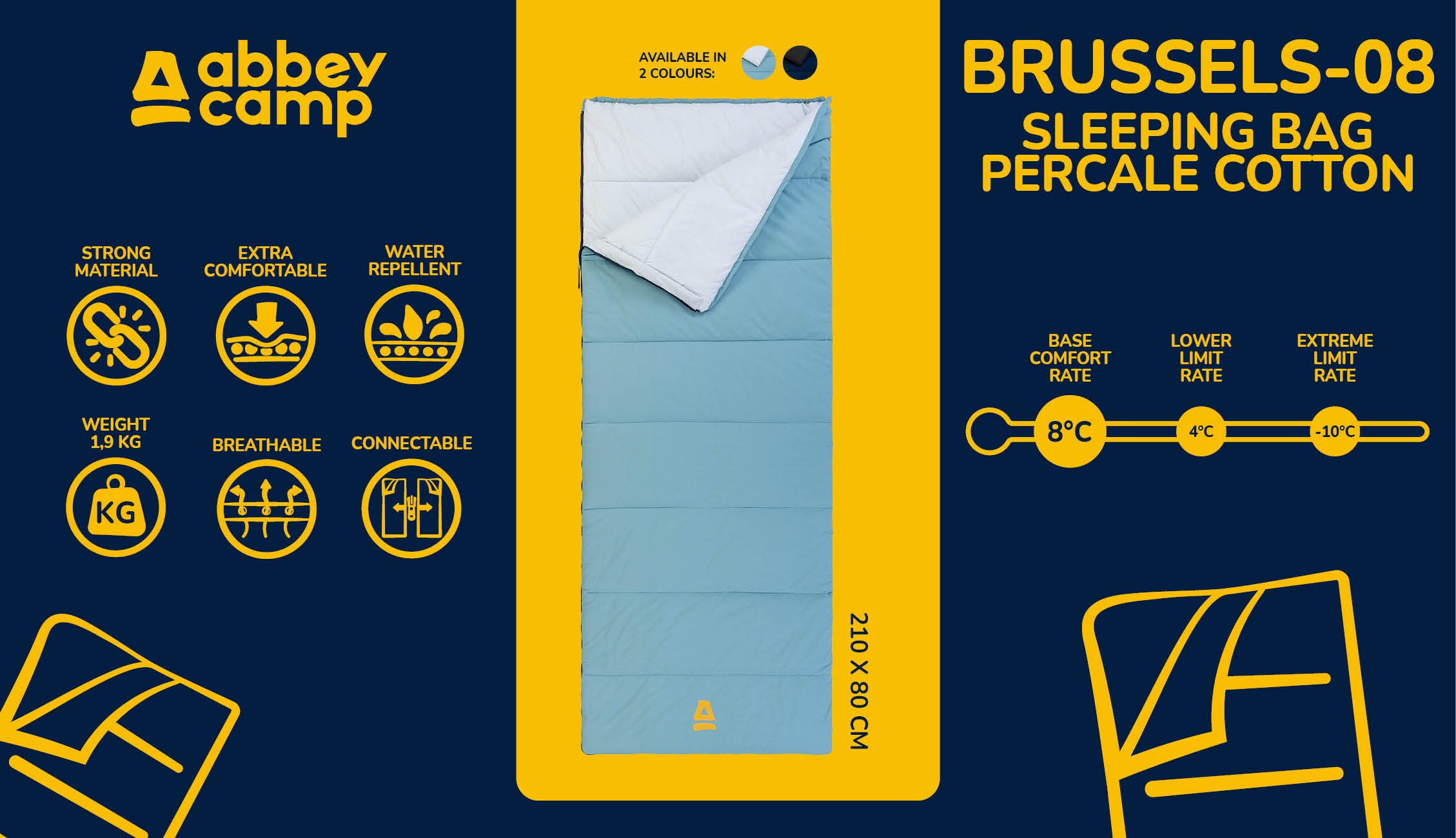 Sleeping Bag Envelop Percale Cotton  BRUSSELS08 - Bilde 7