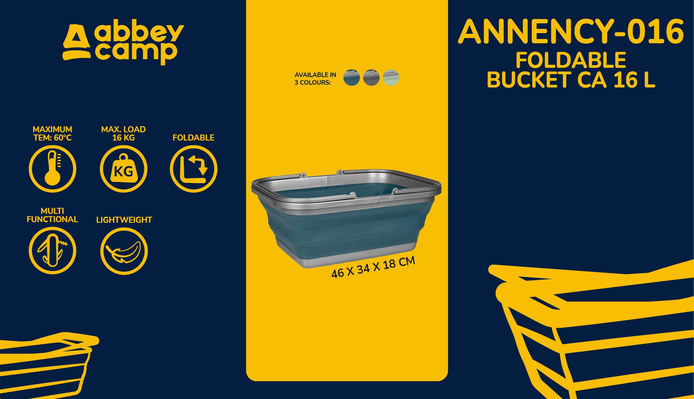 Wash Tub Foldable 16 Litre  ANNENCY016 - Bilde 7