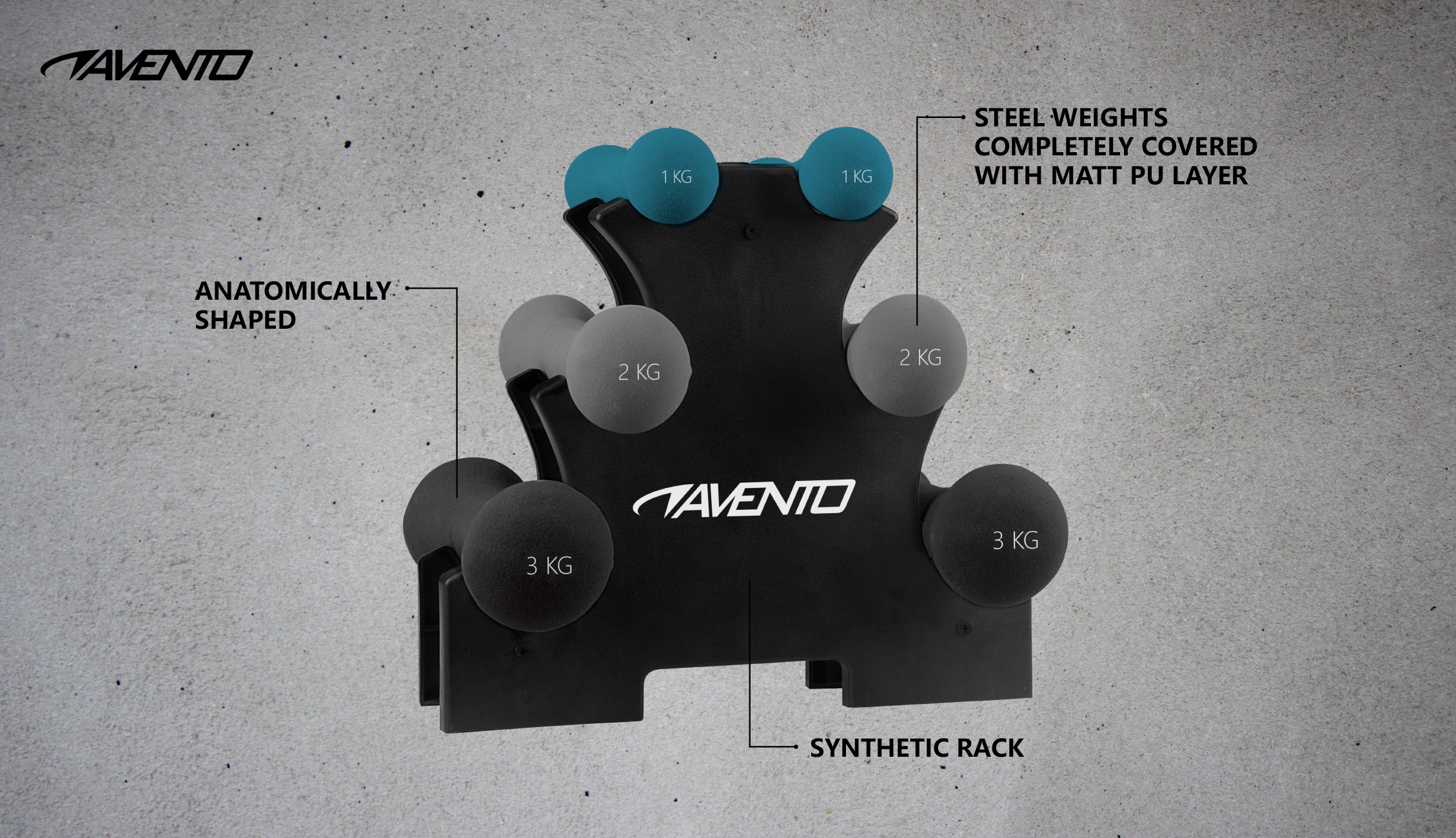3 Pairs Hand Weights  Rack  Bone - Bilde 2