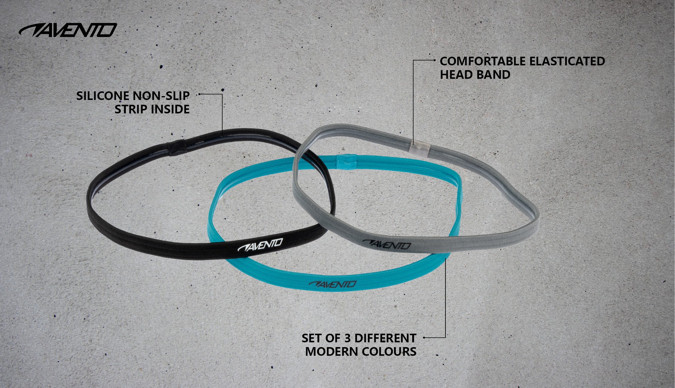 Sports Hairband Elastic 3 Pieces  Blue - Image 4
