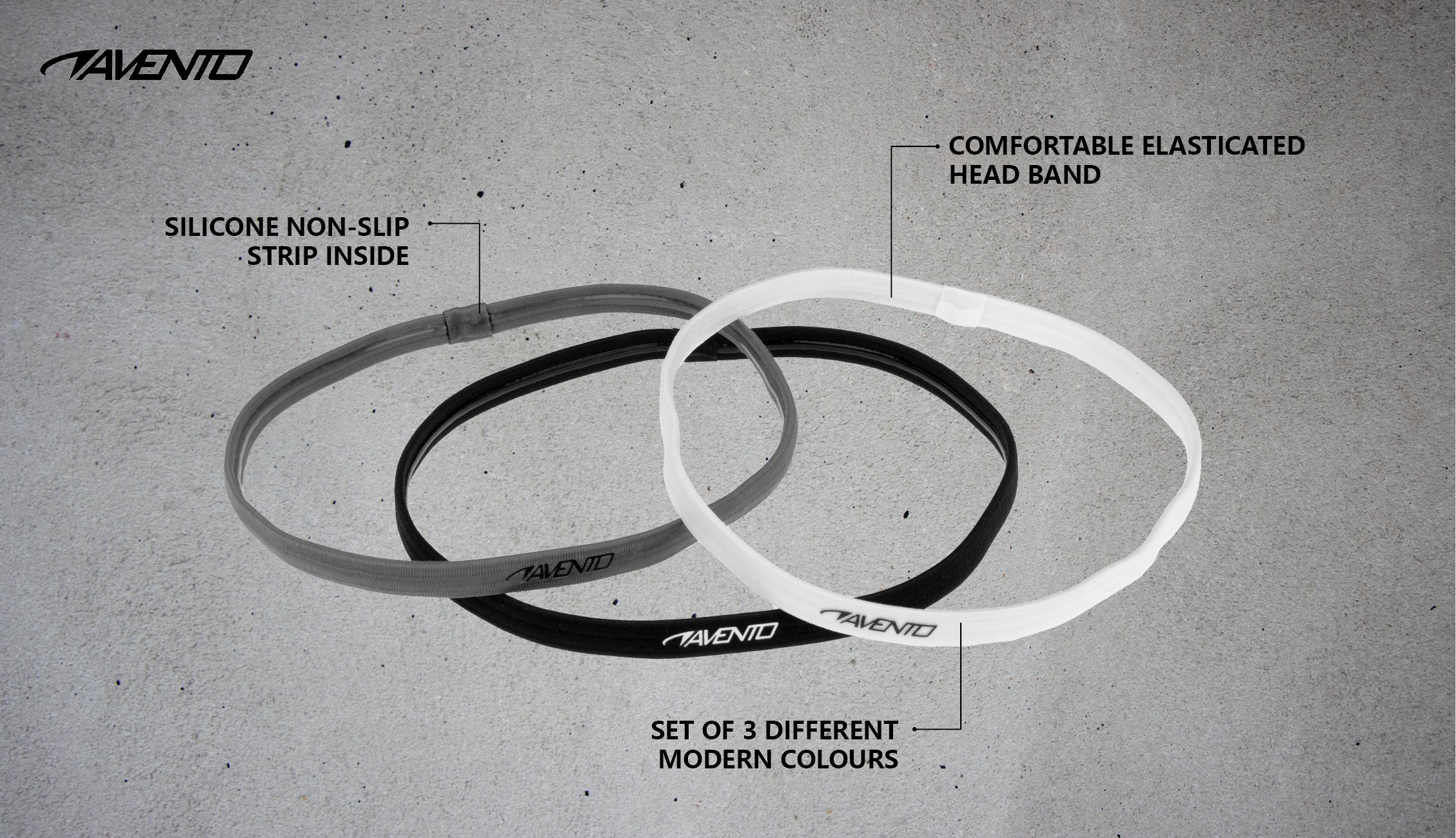 Sports Hairband Elastic 3 pieces  BLK - Image 3
