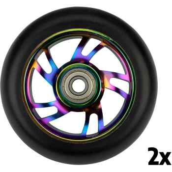Stunt Scooter Wheel Set  Spoked Alu Neo Chrome