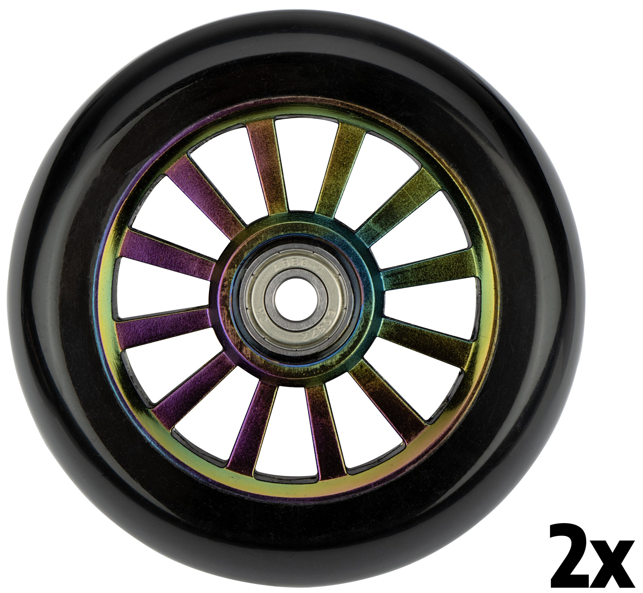Stunt Scooter Wheel Set  Spoked Plastic Neo Chrome - Bilde 4