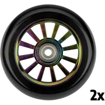 Stunt Scooter Wheel Set  Spoked Plastic Neo Chrome