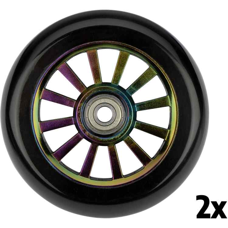 Stunt Scooter Wheel Set  Spoked Plastic Neo Chrome - Image 7